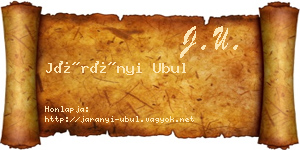 Járányi Ubul névjegykártya
